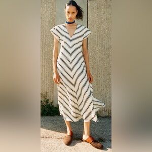 Wales Bonner Depara Bias Chevron Print Linen Dress